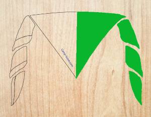 Mi-Partie DROITE VERT HERBE (clair) pour 12 foulards (pointe en bas)