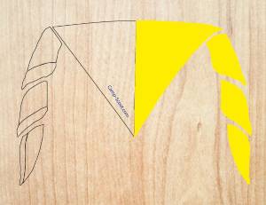 Mi-Partie DROITE JAUNE pour 12 foulards (pointe en bas)