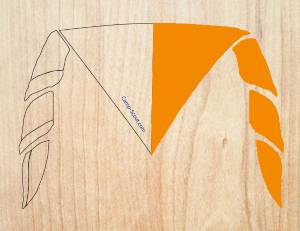 Mi-Partie DROITE ORANGE pour 12 foulards (pointe en bas)