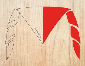 Mi-Partie DROITE ROUGE pour 12 foulards (pointe en bas)
