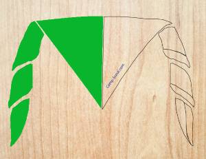 Mi-Partie GAUCHE VERT HERBE (clair) pour 12 foulards (pointe en bas)