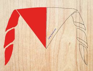 Mi-Partie GAUCHE ROUGE pour 12 foulards (pointe en bas)